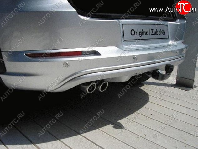 21 599 р. Накладка на задний бампер CT Volkswagen Touareg NF дорестайлинг (2010-2014) (Неокрашенная)  с доставкой в г. Кемерово