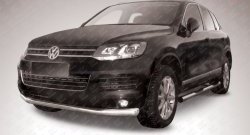 Одинарная защита переднего бампера диаметром 76 мм Slitkoff Volkswagen Touareg  NF (2010-2014) дорестайлинг
