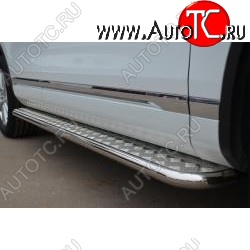 35 549 р. Широкая защита порогов с трубой d42 мм SLITKOFF v3  Volkswagen Touareg  NF (2010-2014) дорестайлинг  с доставкой в г. Кемерово