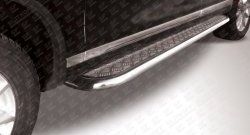 Широкая защита порогов с трубой диаметром 57 мм Slitkoff Volkswagen Touareg  NF (2010-2014) дорестайлинг