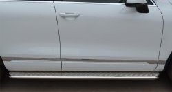 24 649 р. Широкая защита порогов SLITKOFF  Volkswagen Touareg  NF (2010-2014) дорестайлинг  с доставкой в г. Кемерово. Увеличить фотографию 1