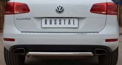 Одинарная защита заднего бампера из трубы диаметром 63 мм SLITKOFF Volkswagen Touareg  NF (2010-2014) дорестайлинг
