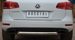 Одинарная защита заднего бампера из трубы диаметром 76 мм SLITKOFF Volkswagen Touareg  NF (2010-2014) дорестайлинг