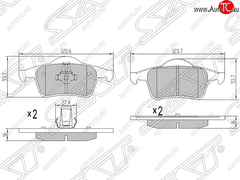 1 059 р. Колодки тормозные задние SAT Volvo S80 TS седан дорестайлинг (1998-2003)  с доставкой в г. Кемерово