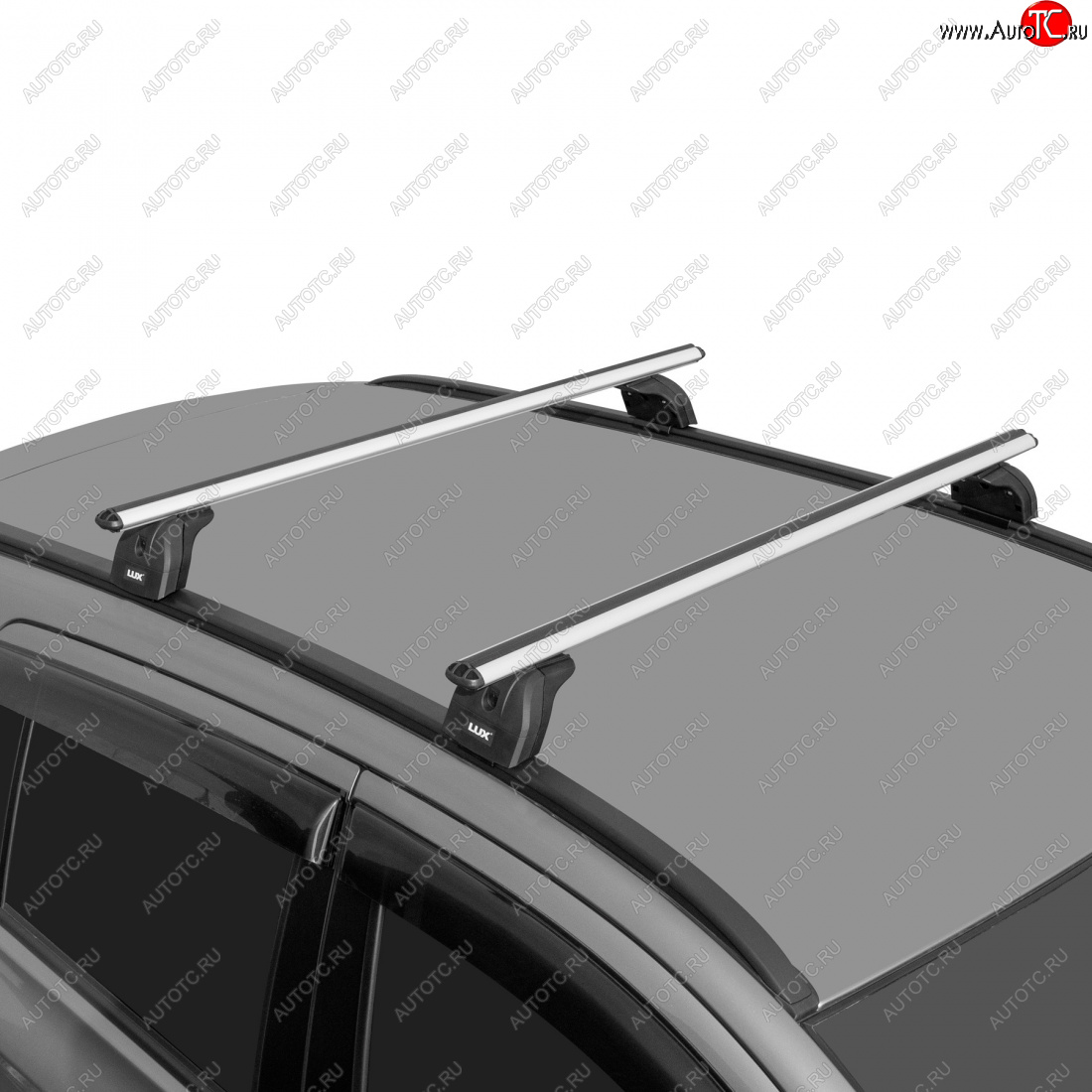 13 889 р. Багажник на крышу с низкими рейлингами сборе LUX  Volvo XC60 (2008-2017)  дорестайлинг,  рестайлинг (дуги аэро-классик 120 см, без замка, серебро)  с доставкой в г. Кемерово