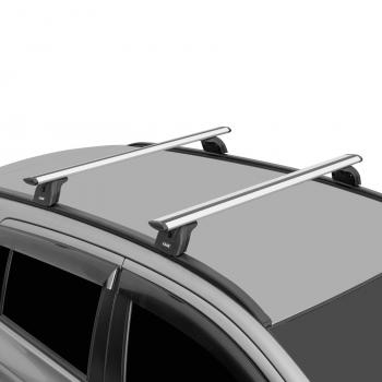 Багажник на крышу с низкими рейлингами сборе LUX Volvo XC60 (2008-2017)  дорестайлинг,  рестайлинг (дуги аэро-трэвэл 120 см, с замком, серебро)