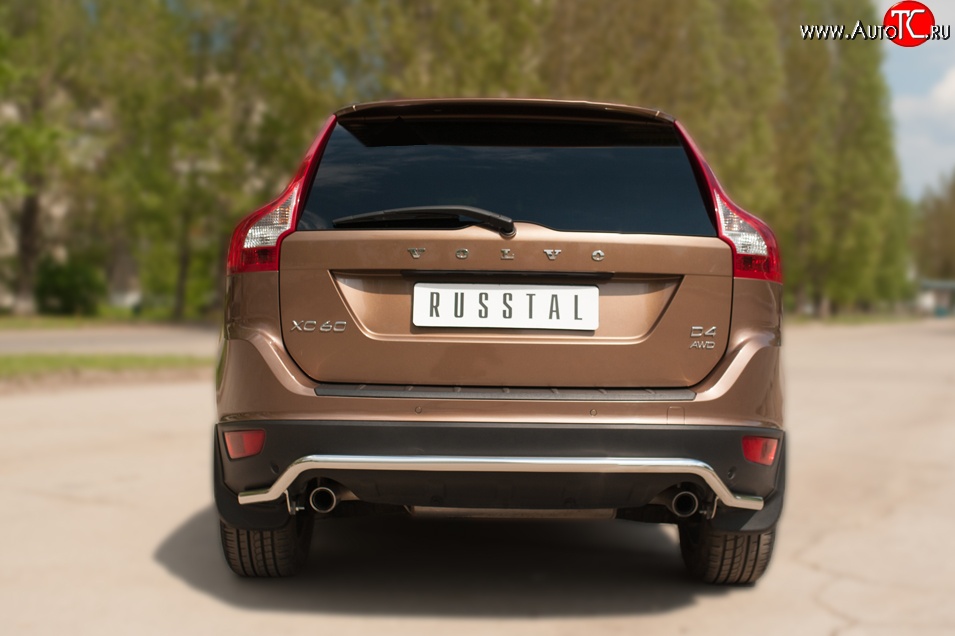 15 999 р. Защита заднего бампера (Ø63 мм волна, нержавейка) SLITKOFF  Volvo XC60 (2008-2013)  дорестайлинг  с доставкой в г. Кемерово