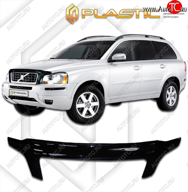 2 499 р. Дефлектор капота CA-Plastic exclusive Volvo XC90 C 1-ый рестайлинг (2006-2009) (Classic черный, Без надписи)  с доставкой в г. Кемерово