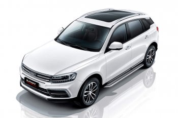Защита порогов Slitkoff (с листом, d57 мм) Zotye Coupa B11F (2019-2021) (Нержавейка)