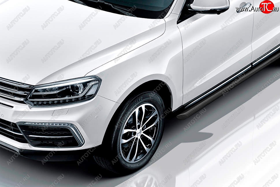 10 599 р. Защита порогов Slitkoff (d57 мм)  Zotye Coupa  B11F (2019-2021) (Сталь с полимерным покрытием. Цвет: чёрный)  с доставкой в г. Кемерово