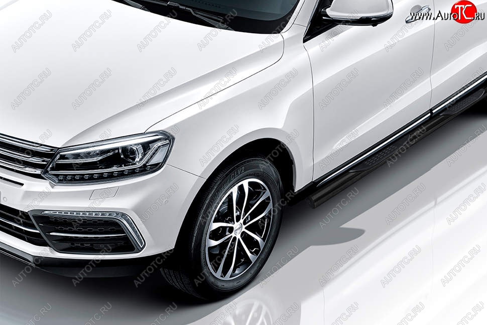 13 429 р. Защита порогов Slitkoff (d76 мм, с проступями)  Zotye Coupa  B11F (2019-2021) (Сталь с полимерным покрытием. Цвет: чёрный)  с доставкой в г. Кемерово