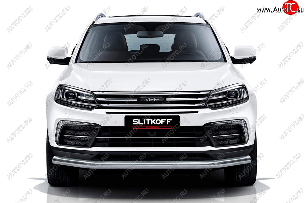 9 149 р. Защита переднего бампера Slitkoff (d57 мм)  Zotye Coupa  B11F (2019-2021) (Сталь с полимерным покрытием. Цвет: чёрный)  с доставкой в г. Кемерово