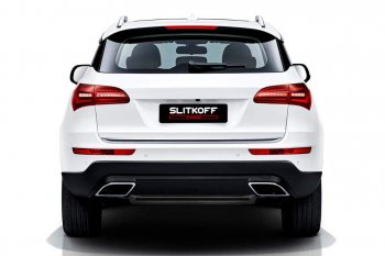 Защита заднего бампера Slitkoff (короткая, d57 мм) Zotye Coupa  B11F (2019-2021) (Сталь с полимерным покрытием. Цвет: чёрный)