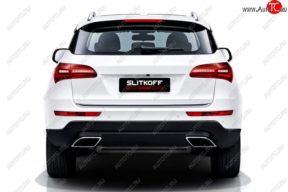6 499 р. Защита заднего бампера Slitkoff (короткая, d57 мм)  Zotye Coupa  B11F (2019-2021) (Сталь с полимерным покрытием. Цвет: чёрный)  с доставкой в г. Кемерово