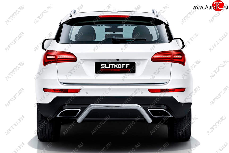 11 499 р. Защита заднего бампера Slitkoff (скоба, d57 мм)  Zotye Coupa  B11F (2019-2021) (Нержавейка, Полированная)  с доставкой в г. Кемерово