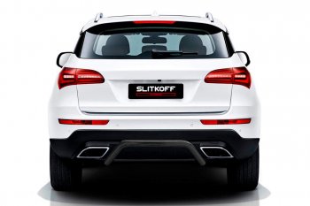 Защита заднего бампера Slitkoff (скоба, d57 мм) Zotye Coupa  B11F (2019-2021) (Сталь с полимерным покрытием. Цвет: чёрный)