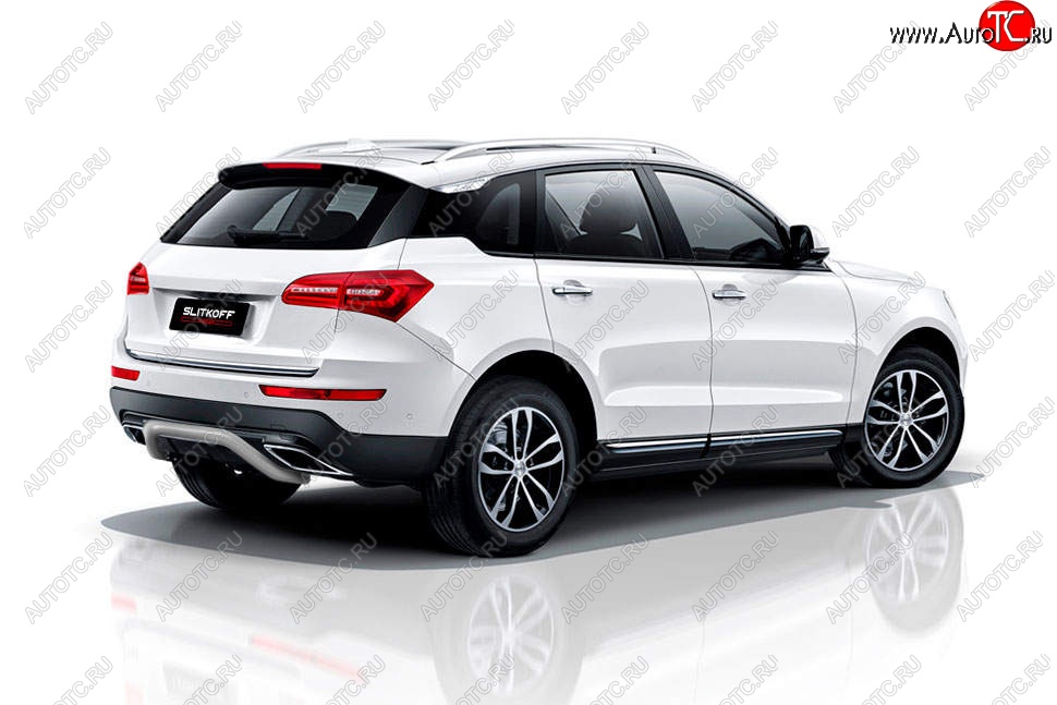 7 999 р. Защита заднего бампера Slitkoff (скоба, d57 мм) Zotye Coupa B11F (2019-2021) (Сталь с полимерным покрытием. Цвет: серебристый)  с доставкой в г. Кемерово