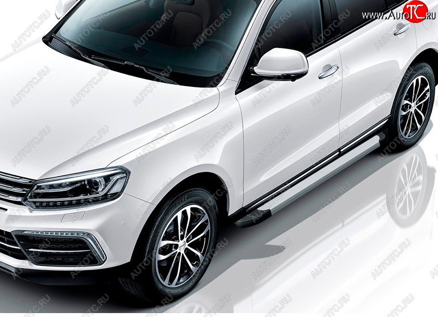 13 349 р. Пороги алюминиевые Slitkoff  Zotye Coupa  B11F (2019-2021) (Optima Silver)  с доставкой в г. Кемерово