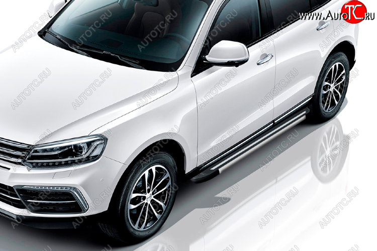 11 299 р. Пороги алюминиевые Slitkoff  Zotye Coupa  B11F (2019-2021) (Luxe Black)  с доставкой в г. Кемерово