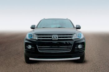 8 349 р. Защита переднего бампера Slitkoff (Ø57 мм, радиусная) Zotye T600 (2014-2021) (Сталь полимерным покрытием в цвет: серебристый)  с доставкой в г. Кемерово. Увеличить фотографию 1