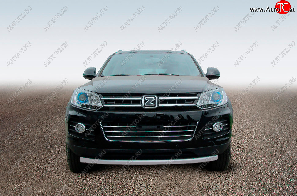 8 349 р. Защита переднего бампера Slitkoff (Ø57 мм, радиусная) Zotye T600 (2014-2021) (Сталь полимерным покрытием в цвет: серебристый)  с доставкой в г. Кемерово