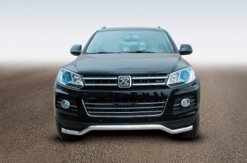 8 949 р. Защита переднего бампера Slitkoff (Ø57 мм, волна)  Zotye T600 (2014-2021) (Сталь полимерным покрытием в цвет: серебристый)  с доставкой в г. Кемерово. Увеличить фотографию 1