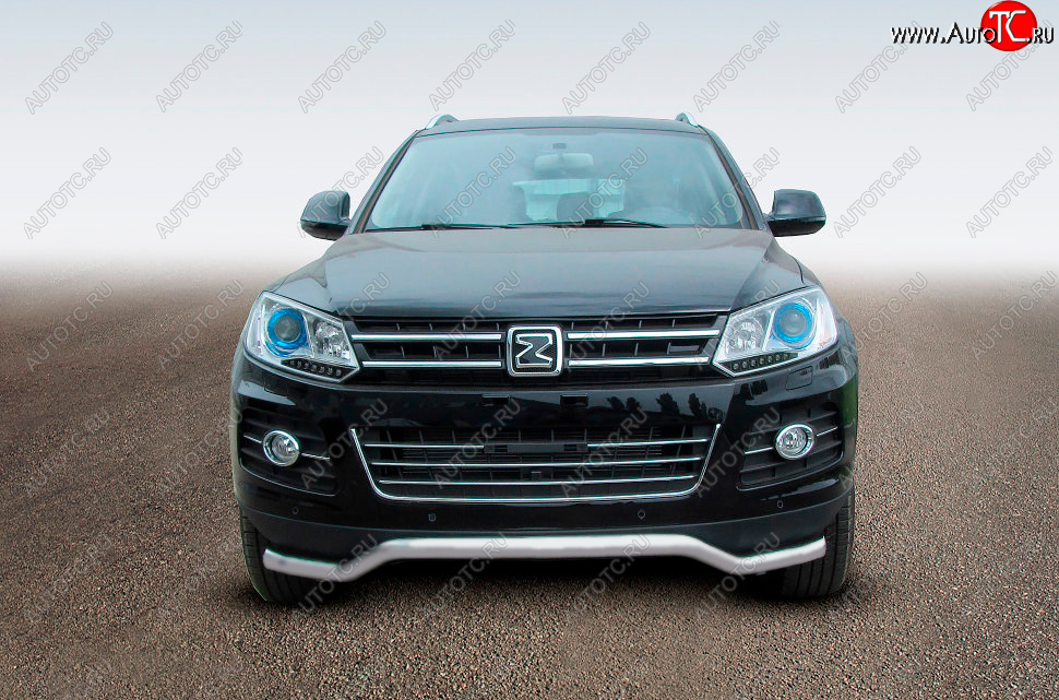 8 949 р. Защита переднего бампера Slitkoff (Ø57 мм, волна)  Zotye T600 (2014-2021) (Сталь полимерным покрытием в цвет: серебристый)  с доставкой в г. Кемерово