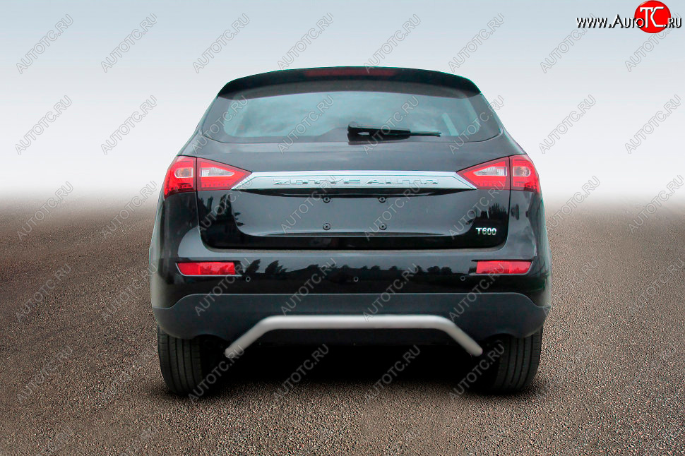 7 999 р. Защита заднего бампера Slitkoff (d57, скоба) Zotye T600 (2014-2021) (Сталь полимерным покрытием в цвет: серебристый)  с доставкой в г. Кемерово