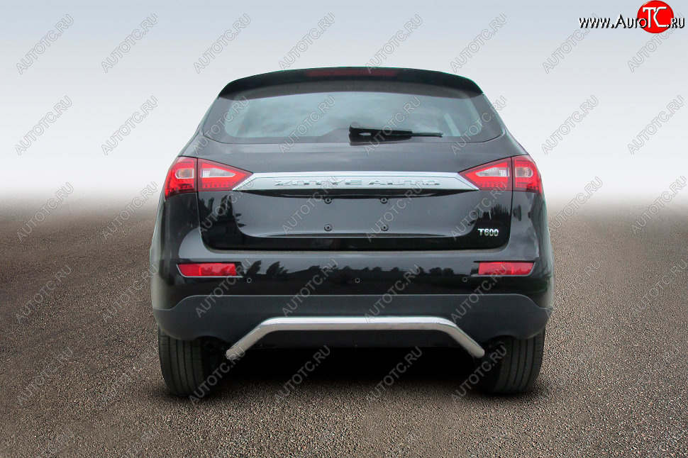 11 499 р. Защита заднего бампера из изогнутой трубы диаметром 57 мм Slitkoff Zotye T600 (2014-2021) (Цвет: нержавеющая полированная сталь)  с доставкой в г. Кемерово