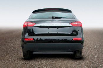 Защита заднего бампера Slitkoff (Ø57 мм, радиусная) Zotye T600 (2014-2021) (Сталь с полимерным покрытием в цвет: черный )