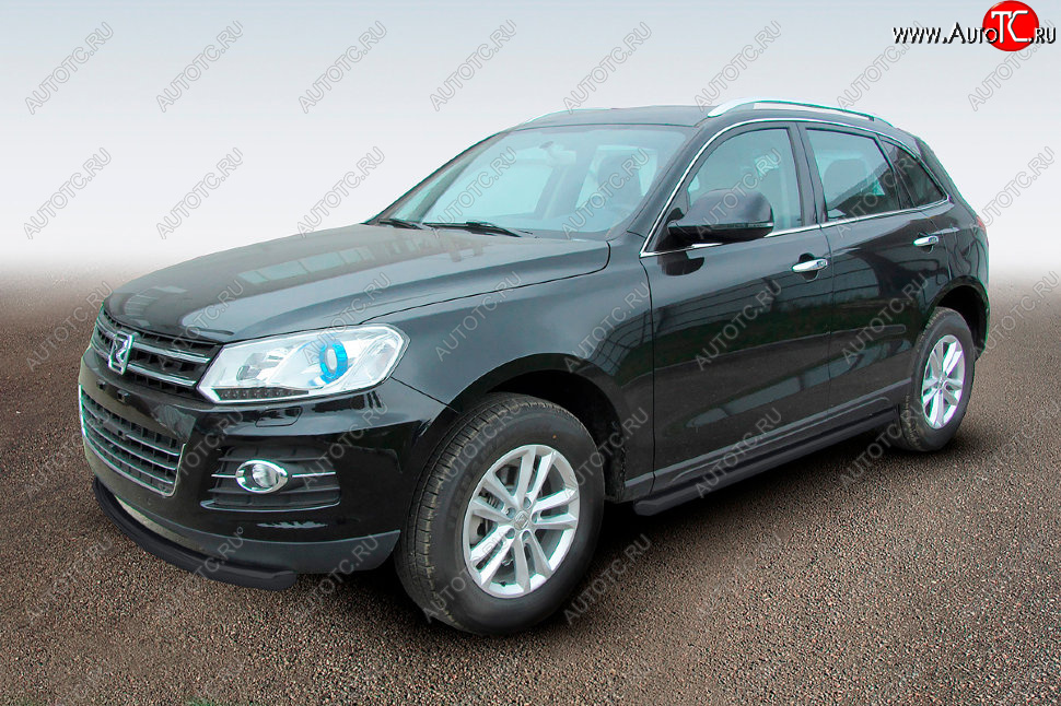 10 599 р. Защита порогов Slitkoff (Ø57 мм)  Zotye T600 (2014-2021) (Сталь с полимерным покрытием в цвет: черный)  с доставкой в г. Кемерово